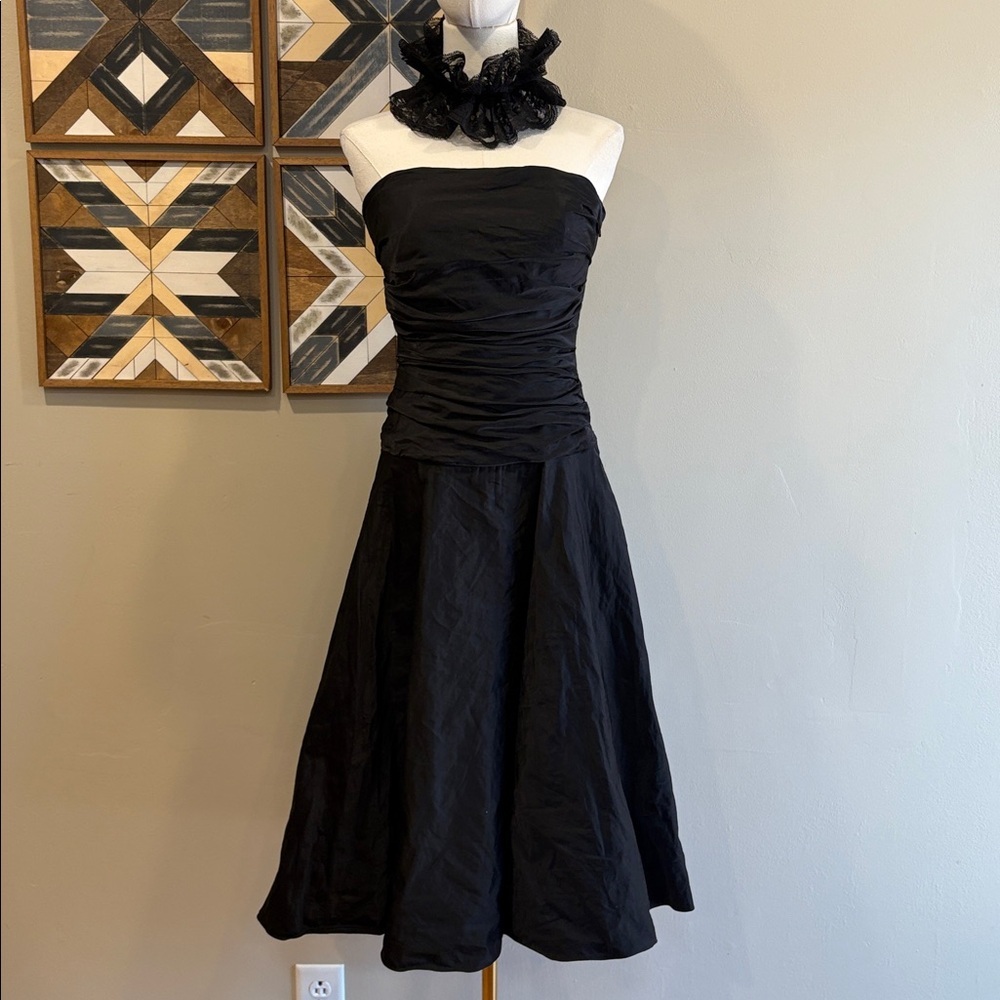 Vintage Ralph Lauren Black Label Strapless Taffeta Flared Dress size 4